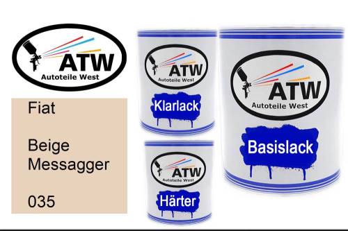 Fiat, Beige Messagger, 035: 1L Lackdose + 1L Klarlack + 500ml Härter - Set, von ATW Autoteile West.